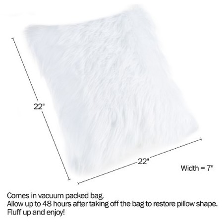 Hastings Home Hastings Home 22-Inch Square Faux Fur Pillow, White 365210VCR